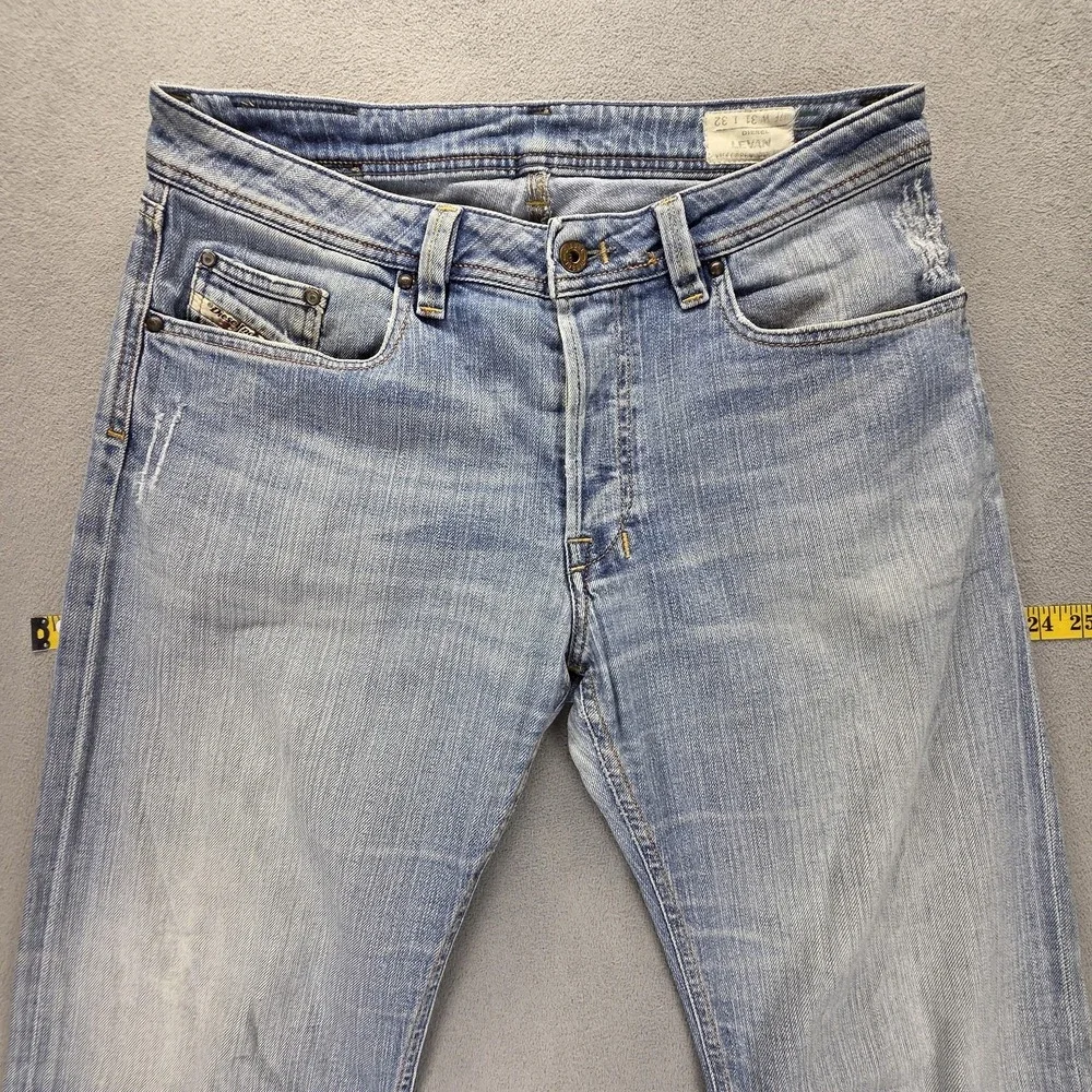 Diesel Jeans Mens 31x32 Blue Levan Relaxed Straight Made in Italy Stretch 0086N